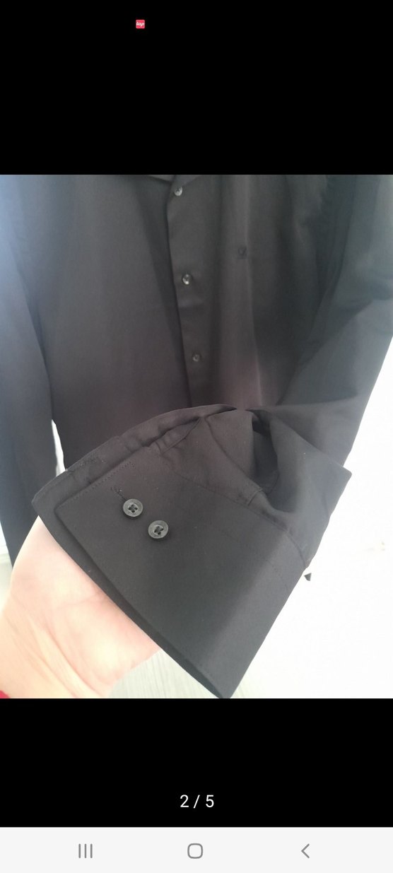 Düğmeli Siyah Erkek Gömlek - Görsel 2