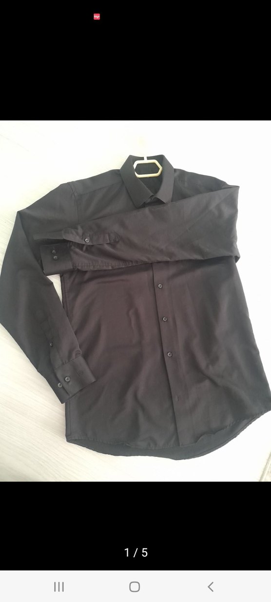 Düğmeli Siyah Erkek Gömlek - Görsel 3