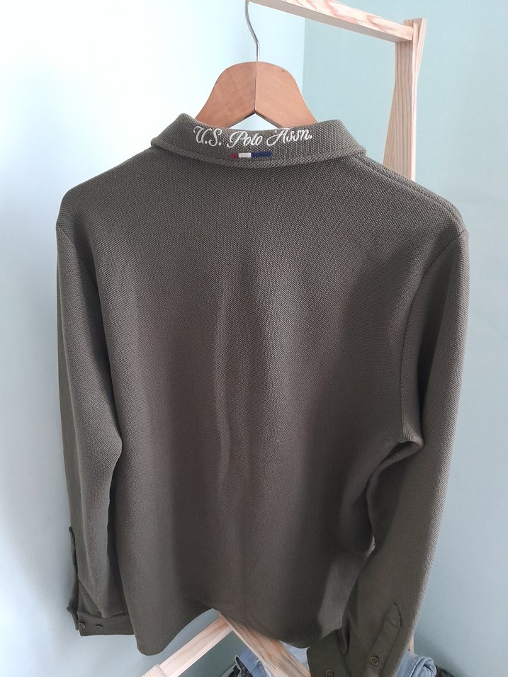 Düğmeli haki Polo Yaka Erkek Kazak - Görsel 3