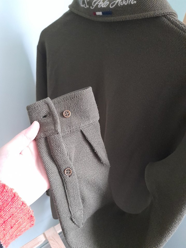 Düğmeli haki Polo Yaka Erkek Kazak - Görsel 5