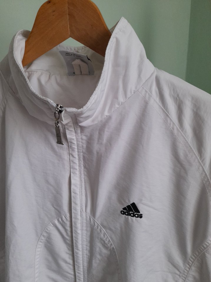 Erkek orjinal adidas Beyaz Fermuarlı Rüzgarlık Mont - Görsel 2