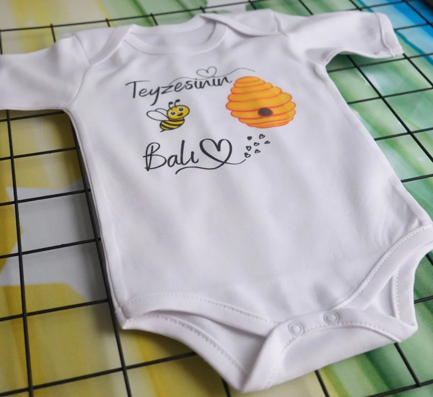 Beyaz Baskılı Bebek Body - Görsel 3