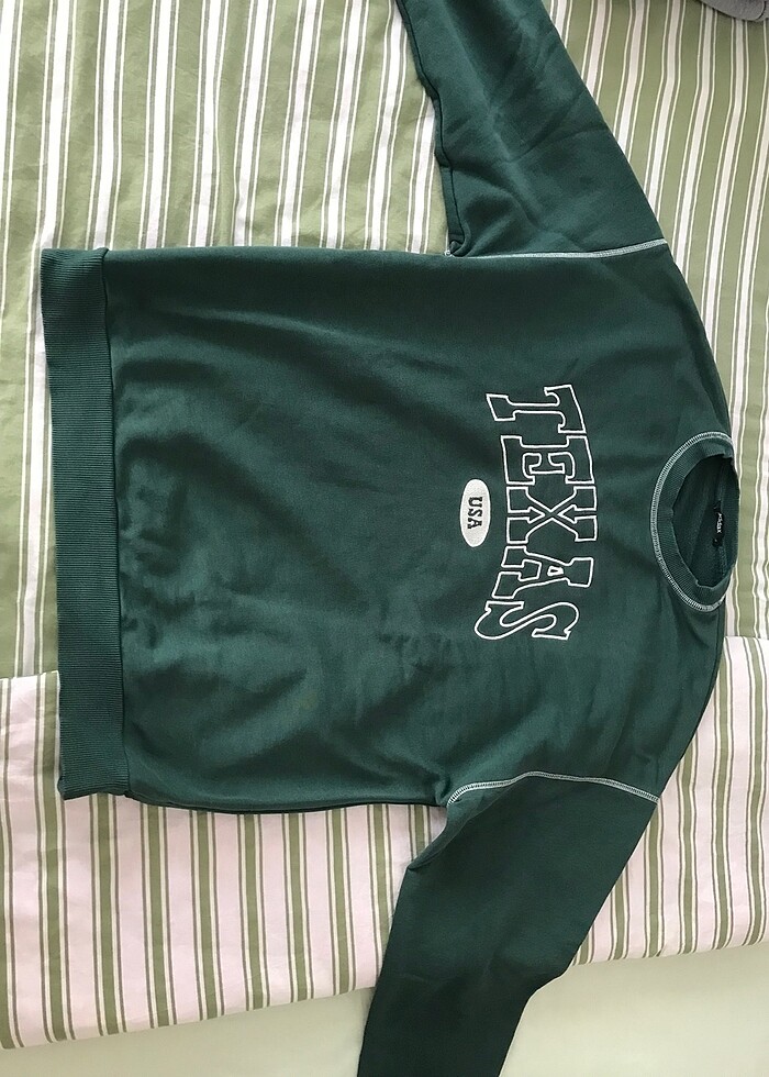 kadın yesil sweatshirt - Görsel 2