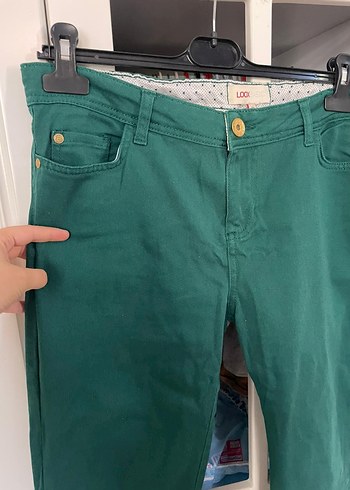 l Beden yeşil Renk Kadın Kemerli Yeşil Denim Pantolon