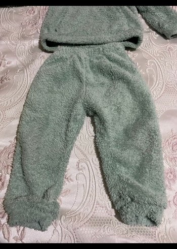 Erkek Çocuk Peluş Kapüşonlu Pijama Takımı Gri - Görsel 2