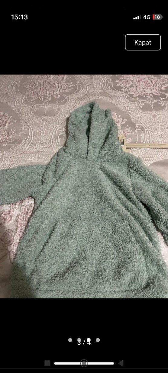 Erkek Çocuk Peluş Kapüşonlu Pijama Takımı Gri - Görsel 3