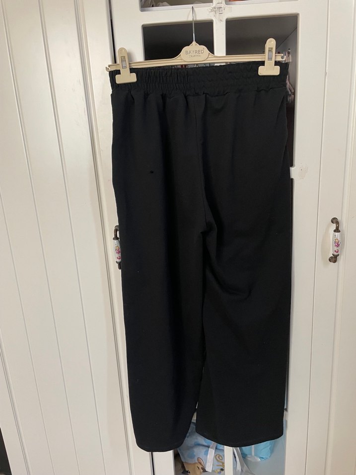 Kemerli Siyah Midi Kadın Kumaş Pantolon - Görsel 4