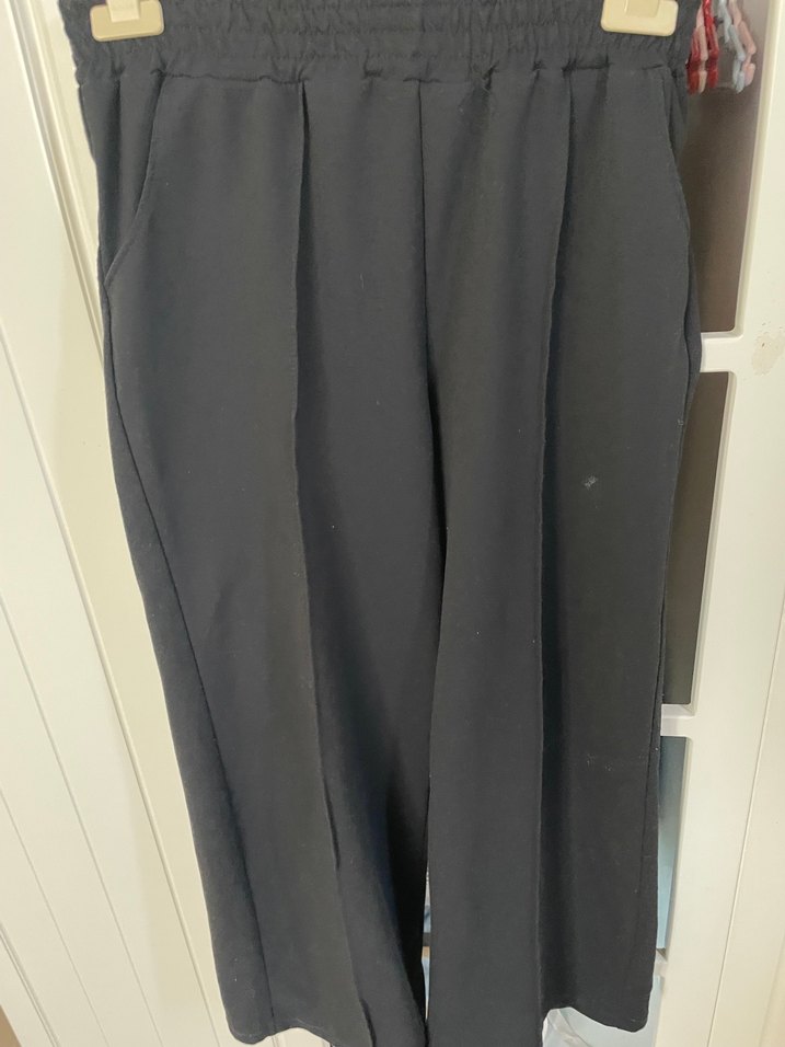 Kemerli Siyah Midi Kadın Kumaş Pantolon - Görsel 3