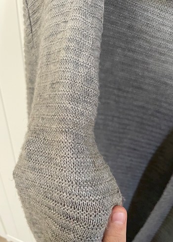 Gri Uzun Örgü Kadın Hırka - Görsel 6