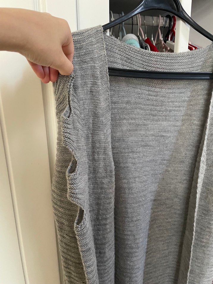 Gri Uzun Örgü Kadın Hırka - Görsel 4