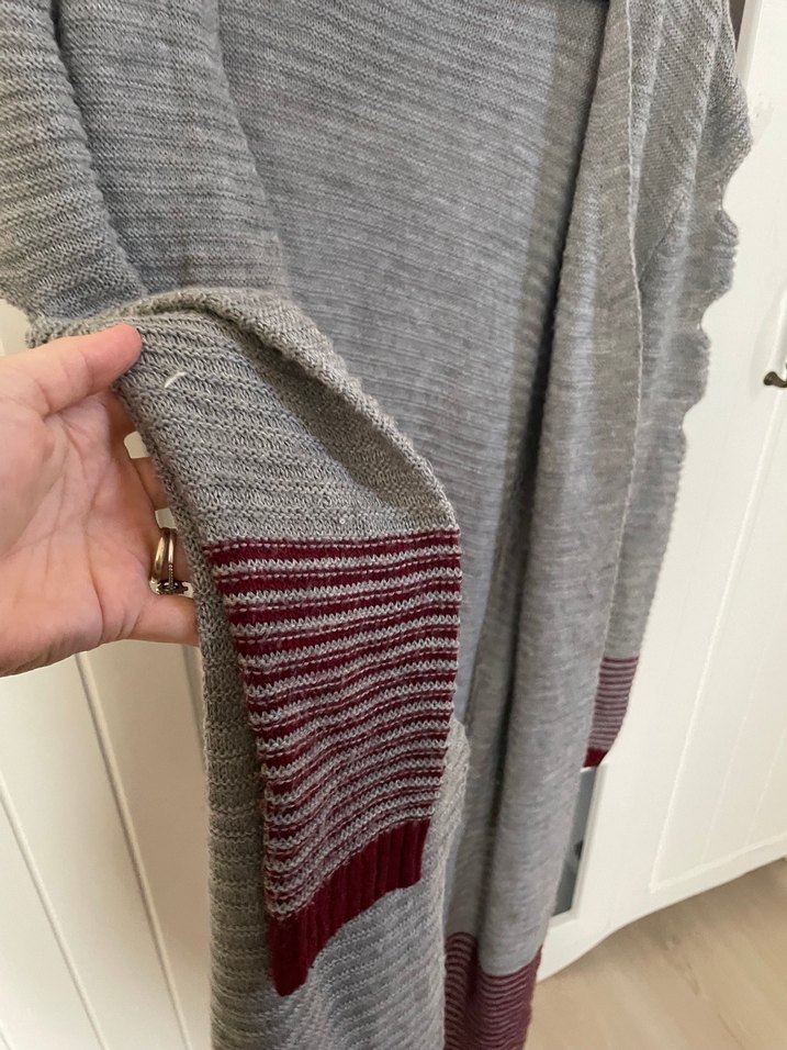 Gri Uzun Örgü Kadın Hırka - Görsel 5