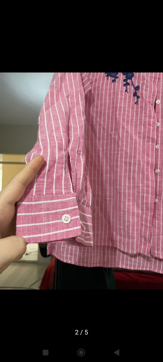 Nakışlı Uzun Kollu Pembe Gömlek - Görsel 2