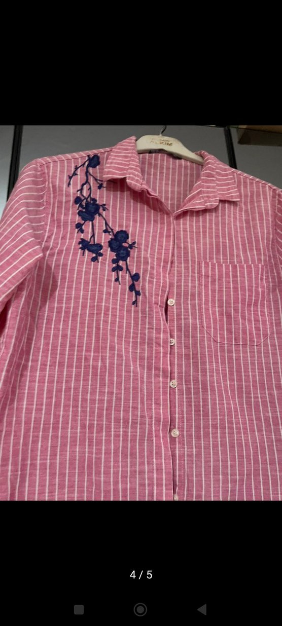 Nakışlı Uzun Kollu Pembe Gömlek - Görsel 4