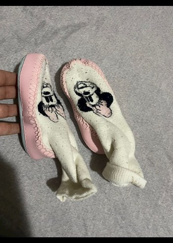 Kız Çocuk Beyaz Örgü Sıcak Ev Terliği - Görsel 2