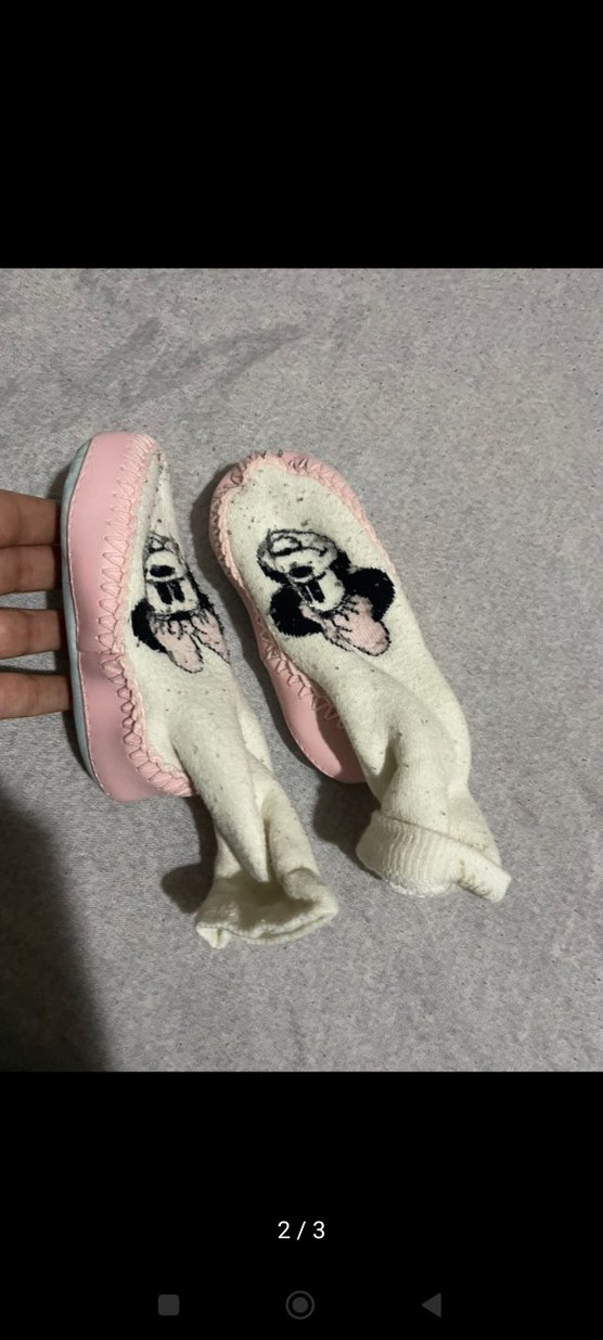 Kız Çocuk Beyaz Örgü Sıcak Ev Terliği - Görsel 2