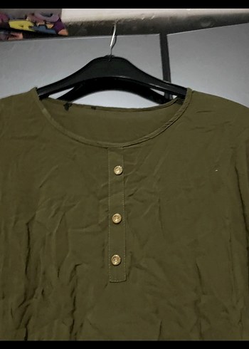 Düğmeli Uzun Kollu Keten Kadın Gömlek - Görsel 5