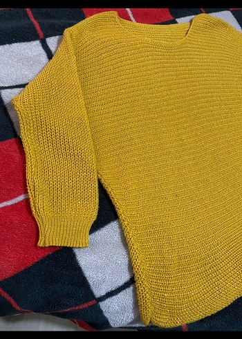 Sarı Kadın Triko Salaş Kazak - Görsel 2