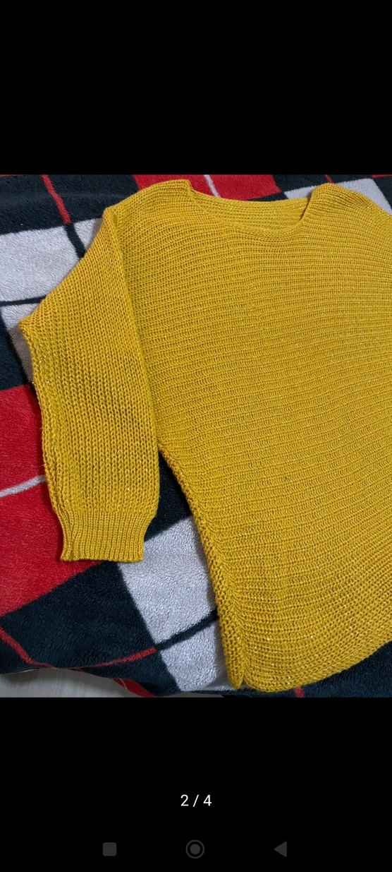 Sarı Kadın Triko Salaş Kazak - Görsel 2