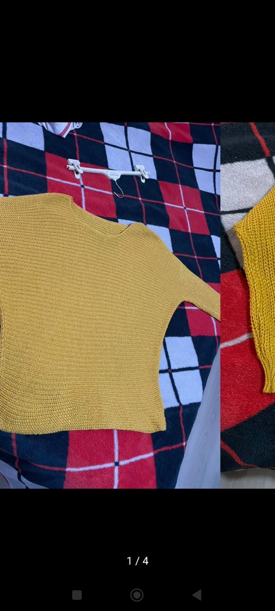 Sarı Kadın Triko Salaş Kazak - Görsel 5