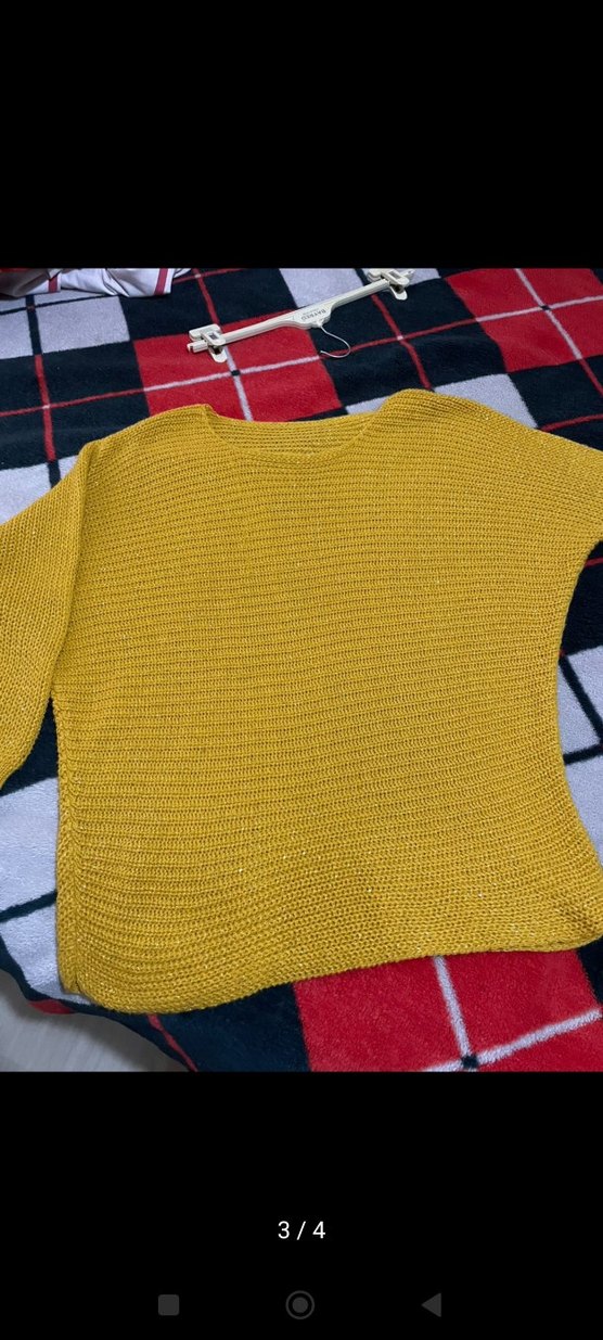 Sarı Kadın Triko Salaş Kazak - Görsel 3