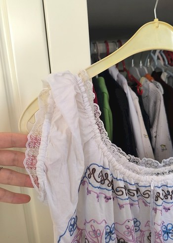 xl Beden beyaz Renk Nakışlı Beyaz Uzun Elbise