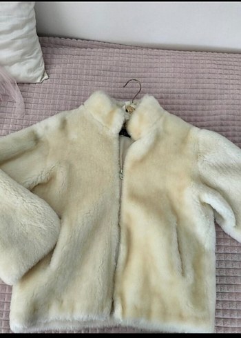 Beyaz Suni Kürk Detaylı Midi Mont - Görsel 2