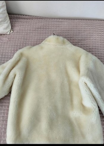 Beyaz Suni Kürk Detaylı Midi Mont - Görsel 4