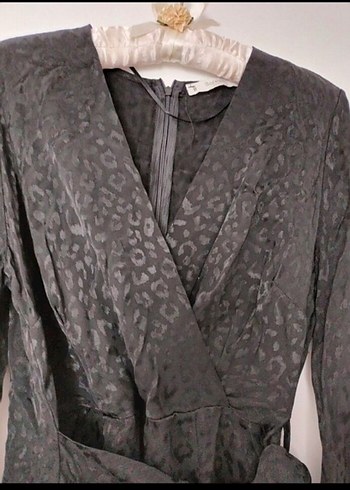 Siyah Desenli Uzun Kollu Uzun Elbise - Görsel 2