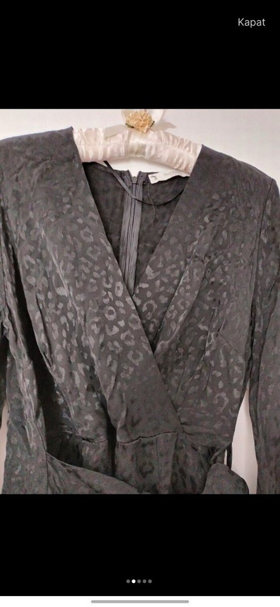 Siyah Desenli Uzun Kollu Uzun Elbise - Görsel 2