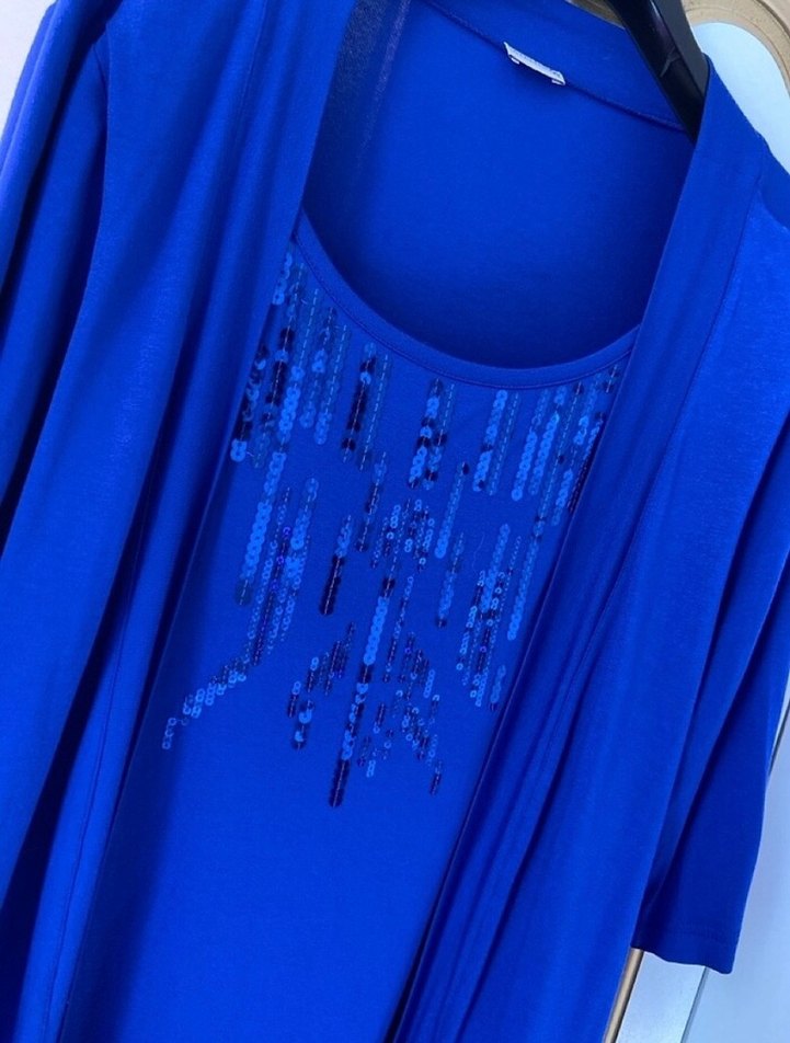 Mavi Boncuk İşlemeli Hamile Tunik - Görsel 2