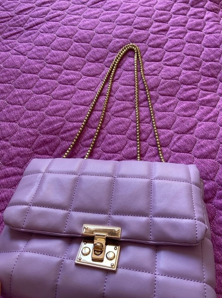 Mor Kareli Tokalı Kadın Çantası - Görsel 2