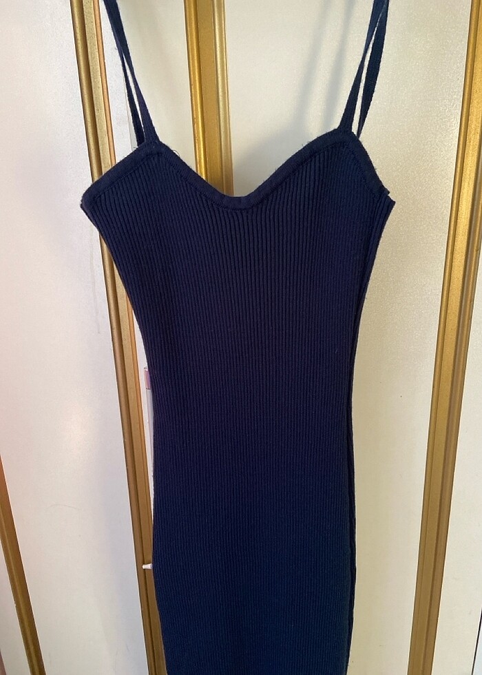Lacivert triko elbise - Görsel 2