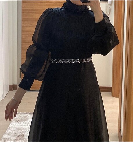 Tesettür Siyah Abiye Elbise