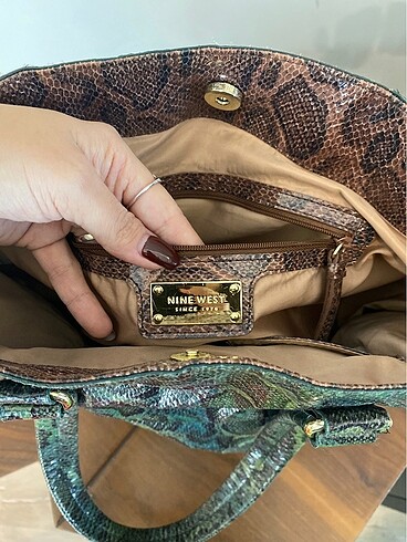  Beden yeşil Renk Nine West Orijinal Yılan Dersi Çanta