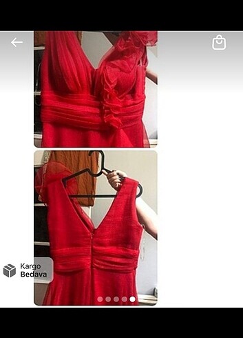 l Beden Kırmızı şifon elbise L beden temiz kullanıldı