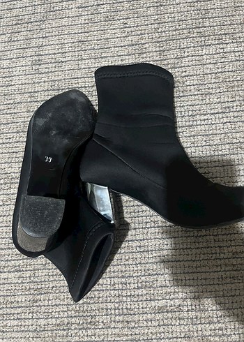 Siyah Blok Topuklu Elastik Kadın Bot - Görsel 2