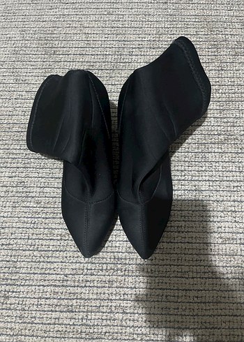 Siyah Blok Topuklu Elastik Kadın Bot - Görsel 3