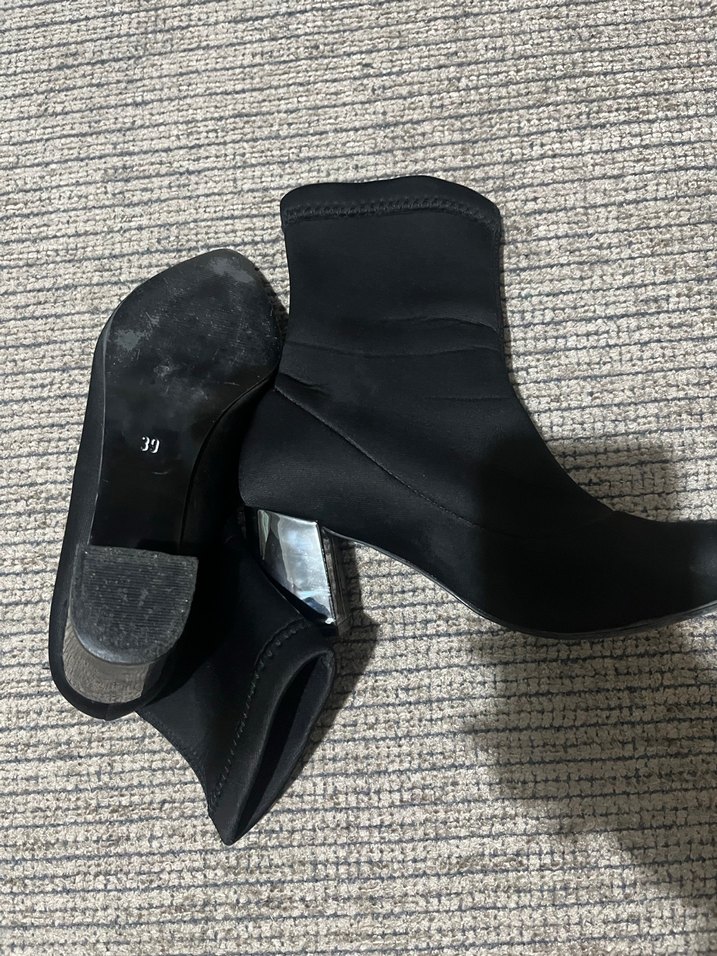 Siyah Blok Topuklu Elastik Kadın Bot - Görsel 2