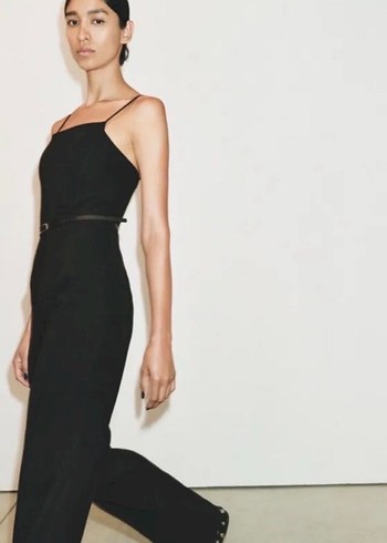 Zara Siyah Askılı Kemerli Kadın Tulum - Görsel 2