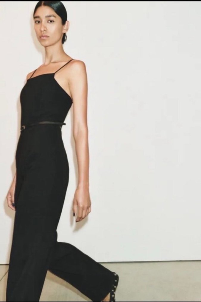 Zara Siyah Askılı Kemerli Kadın Tulum - Görsel 2