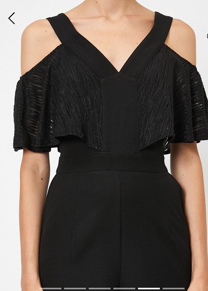 Koton düşük omuzlu simli tulum - Görsel 3