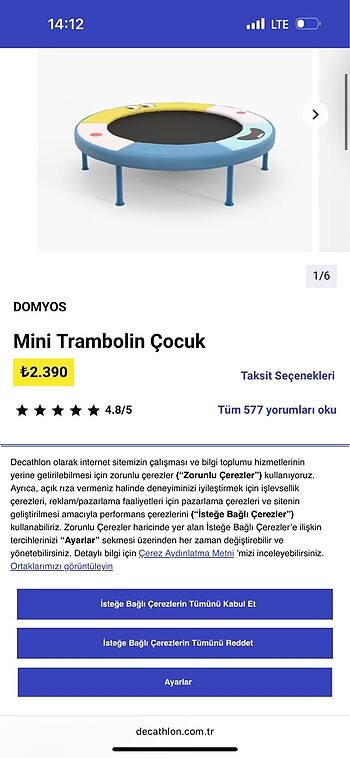  Beden Decatlon çocuk trambolin