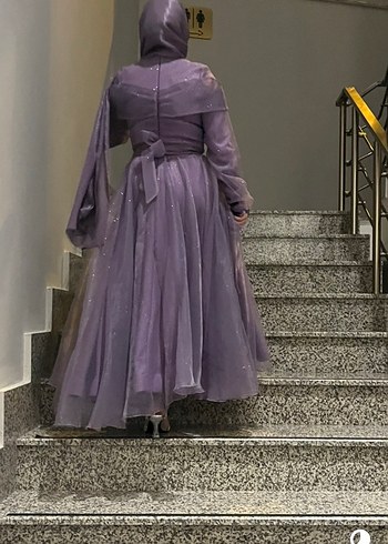 Uzun Mor Drapeli Gotik Kadın Abiye - Görsel 5