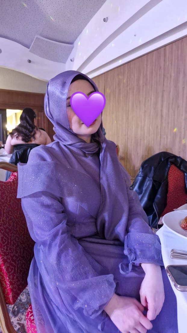 Uzun Mor Drapeli Gotik Kadın Abiye - Görsel 4