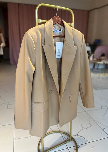 l Beden camel Renk Dilvin Bej Deri Kadın Blazer Ceket etiketli 40 L beden
