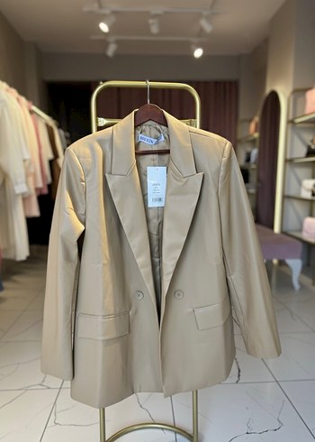 Dilvin Dilvin Bej Deri Kadın Blazer Ceket etiketli 40 L beden