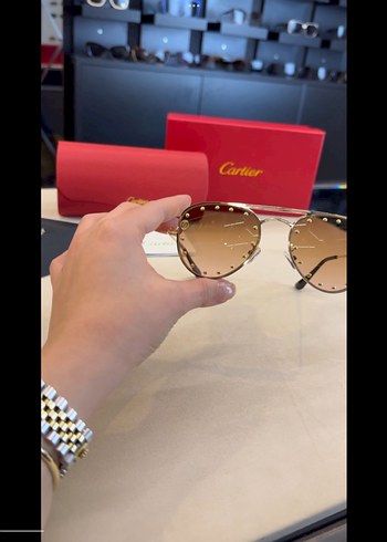 Cartier kahve güneş gözlüğü taşlı - Görsel 2
