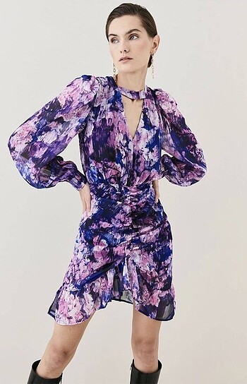 xs Beden mor Renk Karen millen Elbise