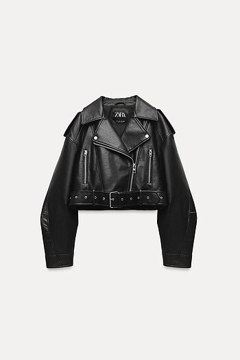 s Beden ZARA SUNİ DERİ CROP BIKER CEKET