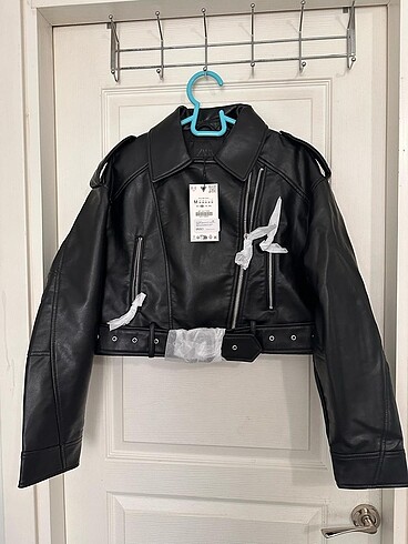SUNİ DERİ CROP BIKER CEKET